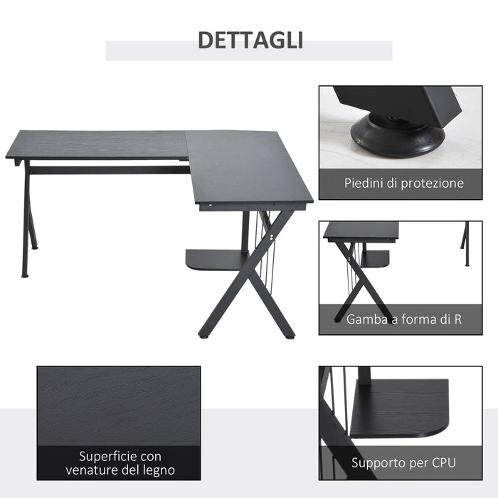 Scrivania da Ufficio Angolare 155x130x76 cm in Legno  Nera