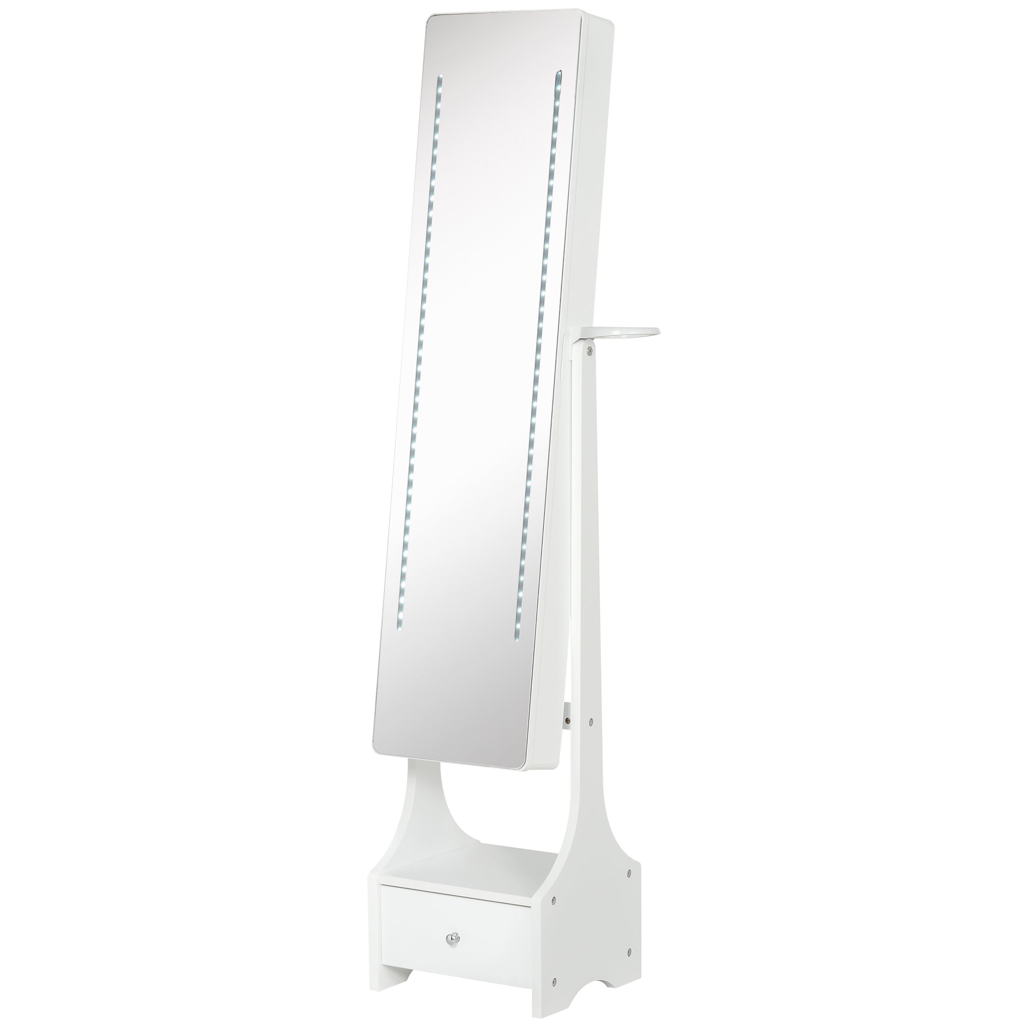 Armadio Portagioie a Specchio con Luci LED 37x30x158 cm in MDF  Bianco