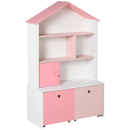 Libreria Scaffale Portagiochi per Cameretta 80x34x130 cm  Rosa