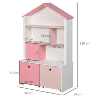 Libreria Scaffale Portagiochi per Cameretta 80x34x130 cm  Rosa