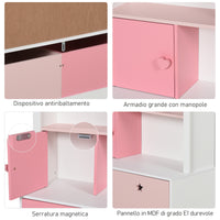 Libreria Scaffale Portagiochi per Cameretta 80x34x130 cm  Rosa