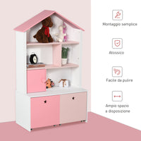 Libreria Scaffale Portagiochi per Cameretta 80x34x130 cm  Rosa