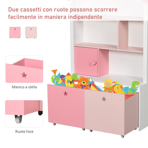 Libreria Scaffale Portagiochi per Cameretta 80x34x130 cm  Rosa