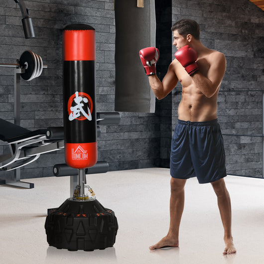 Sacco Boxe Kickboxing da Terra Ø60x180 cm  Nero e Rosso