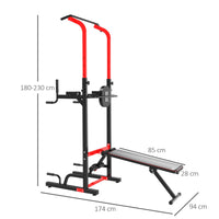 Stazione Fitness Pieghevole Multifunzionale  Nero e Rosso