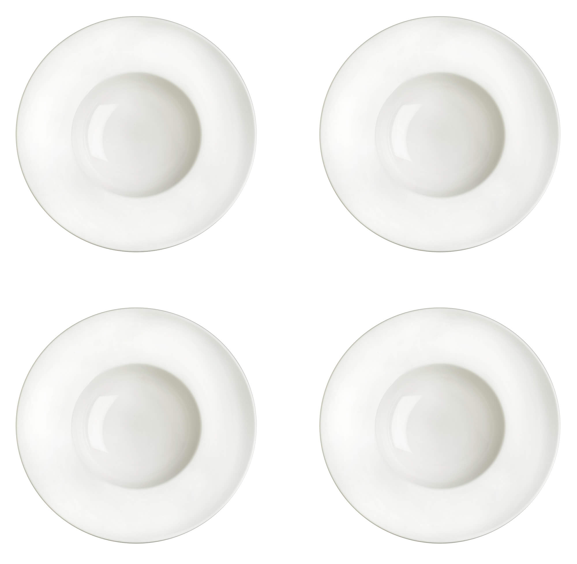 Set 4 Piatti Fondi Ø30 cm in Porcellana Allluminica Kaleidos Aluxina Pasta Bowl Bianchi