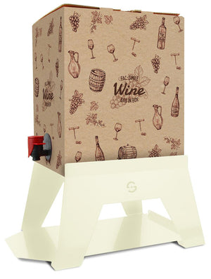 Supporto per Contenitore Vino 15 cm Bag 5L con Vassoio in Ferro Alluminato Lisa Luxury Bacco Panna