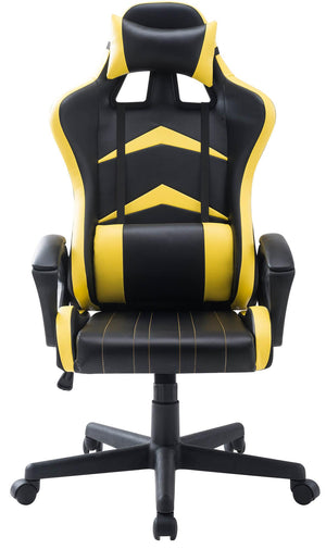 Sedia da Gaming Ergonomica in Similpelle Altezza Regolabile Motti Jerez Nero e Gialla