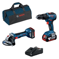  bosch-b superkit 18v trapano+smerigliatrice+2batterie 4,0ah+caricatore. 1893