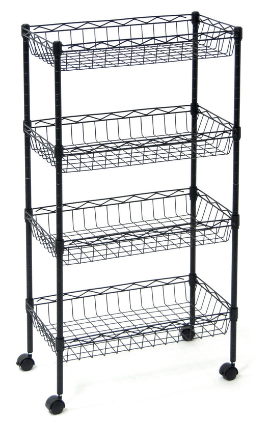 Carrello da Cucina 45x25x85 cm 4 Ceste in Metallo Fumer Derby Nero