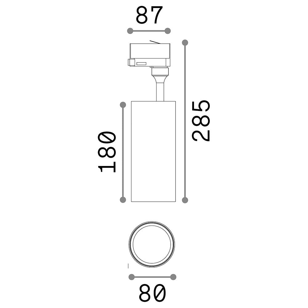 Proiettore Cilindrico Smile Alluminio Nero Led 20W 3000K Luce Calda Cri90 24°