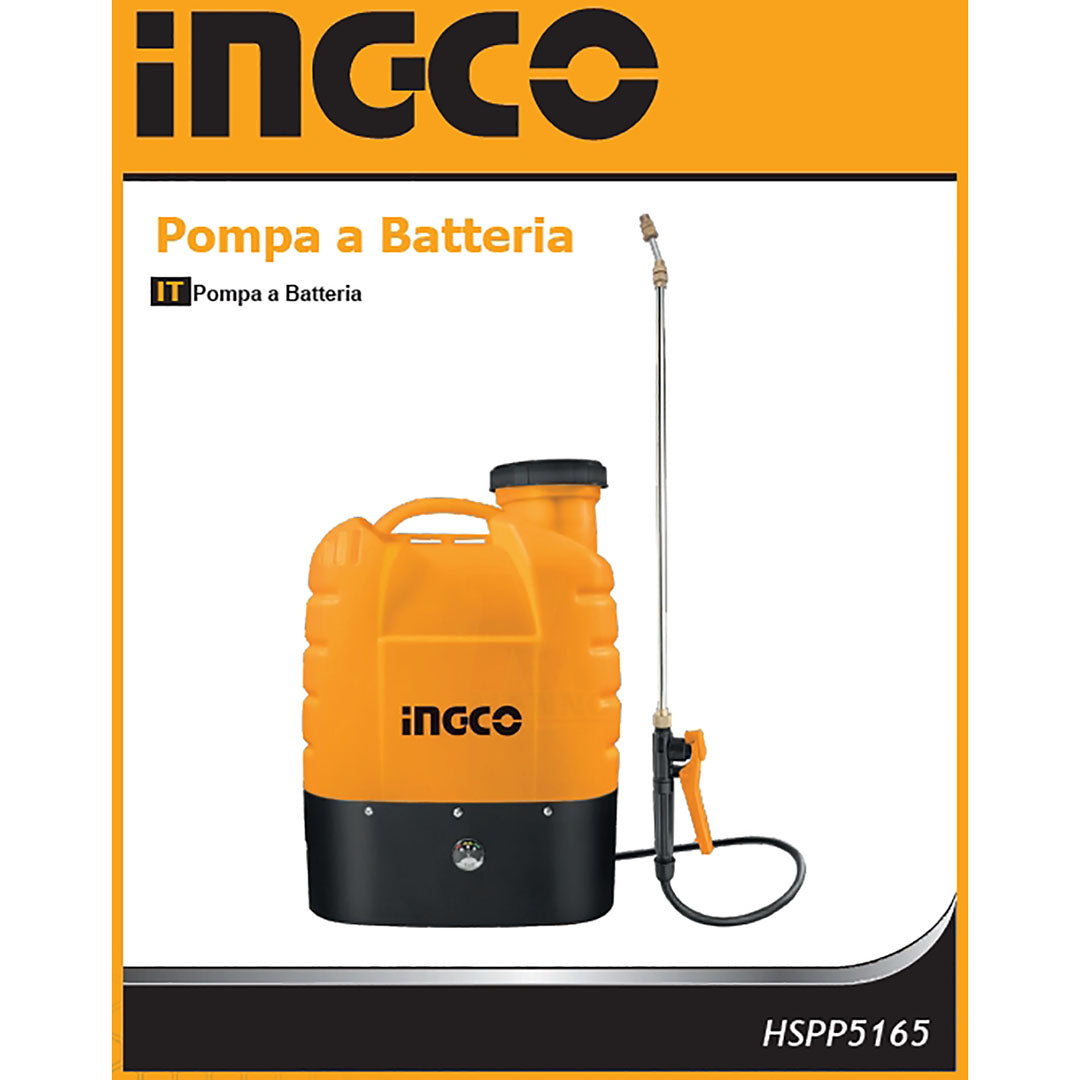 Pompa a spalla a batteria al piombo 12 V 12 AH Ingco HSPP5165