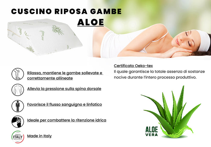 Cuscino Riposa Gambe Aloe Vera in Memory Foam Bianco