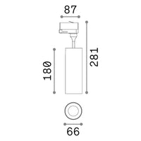 Proiettore Cilindrico Smile Alluminio Nero Led 15W 3000K Luce Calda Cri90 36°