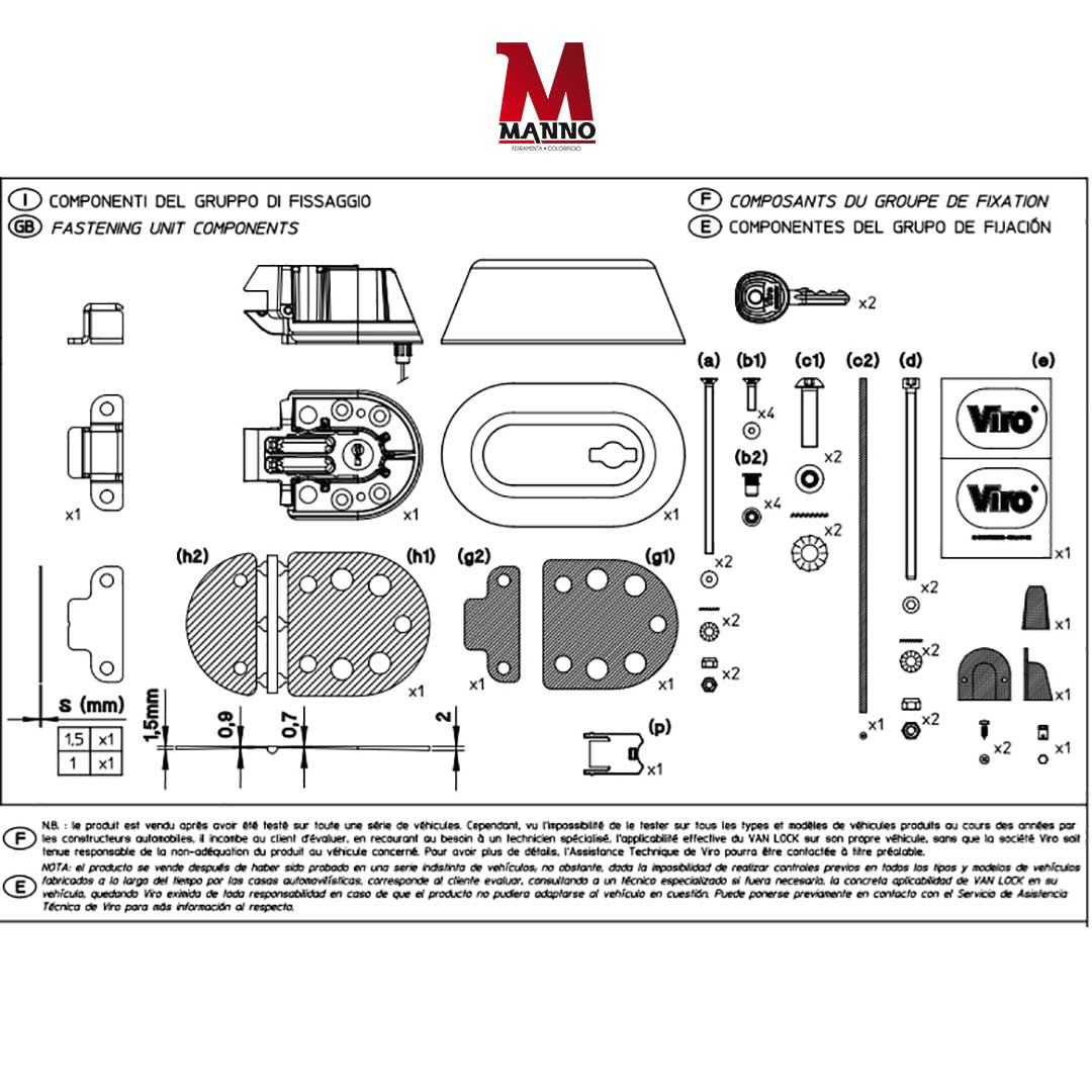 Gruppo di fissaggio per furgoni Singolo Lucchetto Serratura Camion Furgoni Van lock Compact 4212