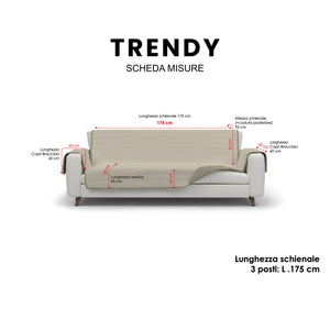 Copridivano Impermeabile Trapuntato 3 Posti Double Face in Microfibra Marrone/Panna