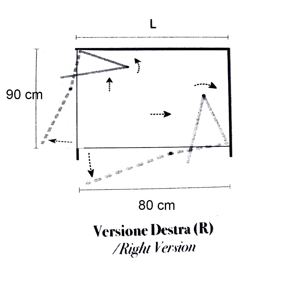 Box doccia con apertura angolare a soffietto cm 80x90 modello Beauty in cristallo temperato mm 8 -LATO DESTRO