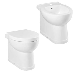 Sanitari filomuro con scarico universale e sedile soft close serie Isola cm 48x38 - Bianco Opaco