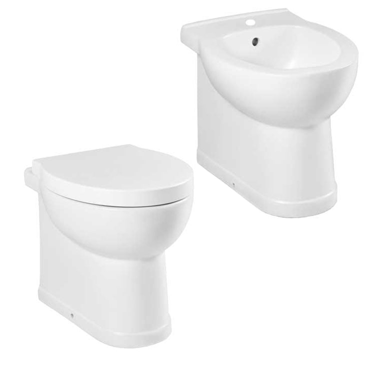 Sanitari filomuro con scarico universale e sedile soft close serie Isola cm 48x38 - Bianco Opaco