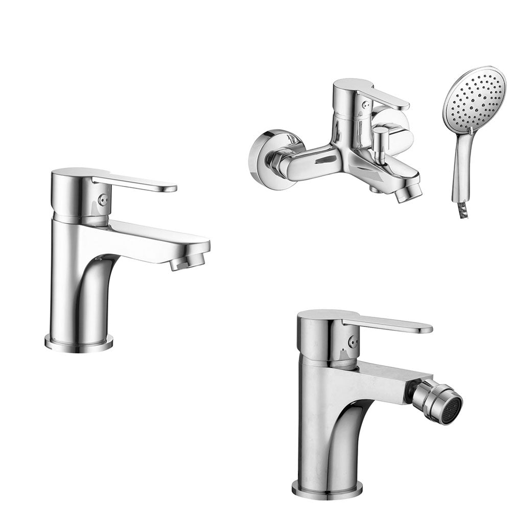 Kit composto da Miscelatore lavabo+bidet+vasca in ottone della serie Sion by GME - Cromato