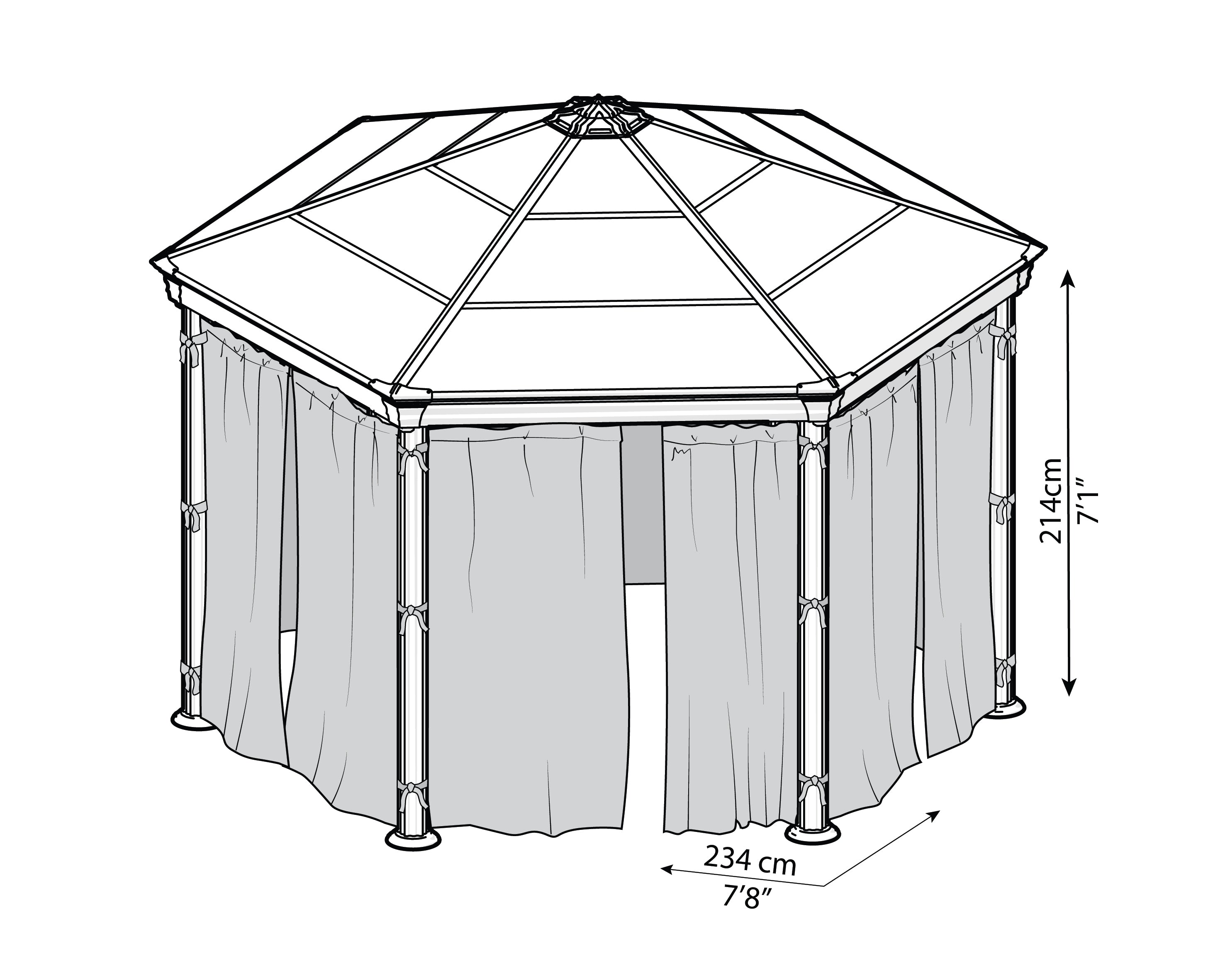 Set Di Tende Esagonali Per Gazebo Monaco / Roma 2.3X2.2 m