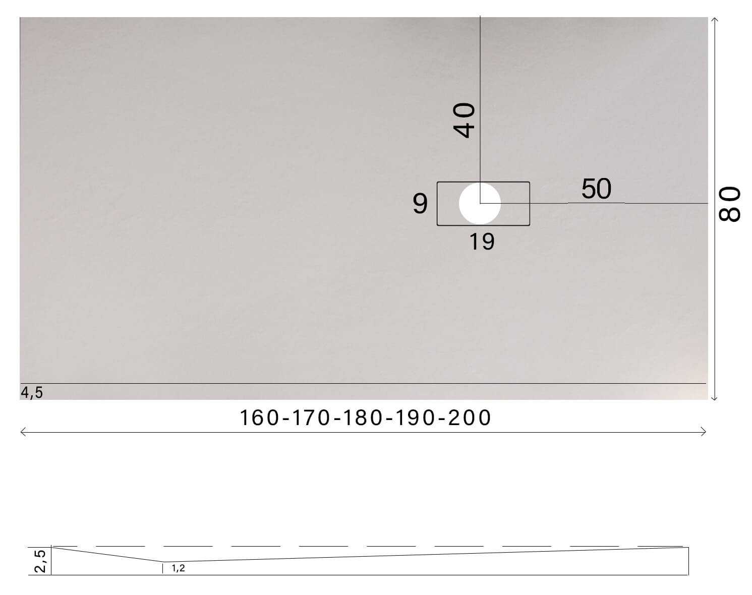 Piatto Doccia in Pietra 80x170 cm Bonussi Manila Antracite