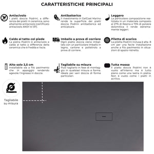 Piatto Doccia in Pietra 90x100 cm Bonussi Manila Antracite