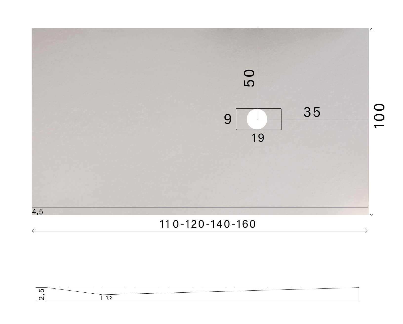 Piatto Doccia in Pietra 100x130 cm Bonussi Manila Antracite