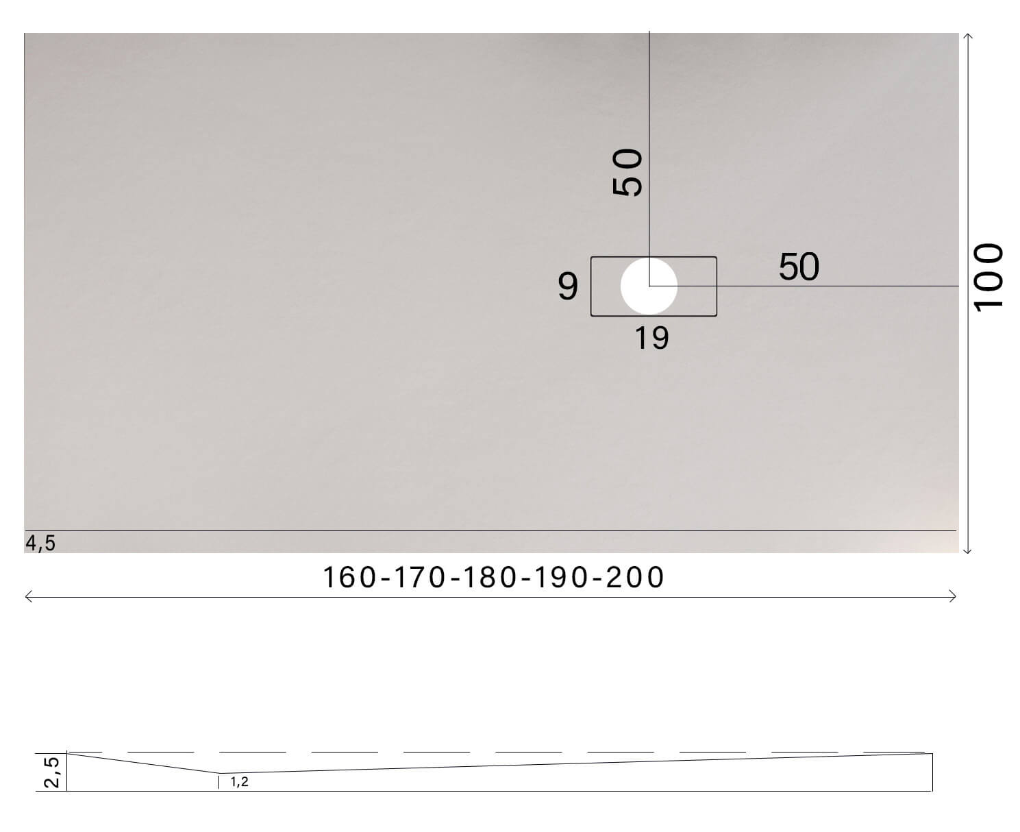 Piatto Doccia in Pietra 100x190 cm Bonussi Manila Antracite