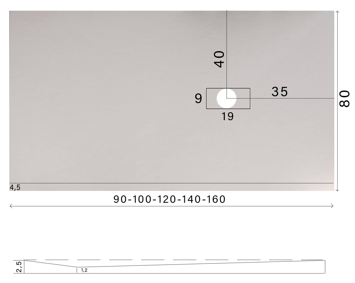 Piatto Doccia in Pietra 80x160 cm Bonussi Manila Crema