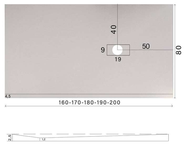 Piatto Doccia in Pietra 80x200 cm Bonussi Manila Crema