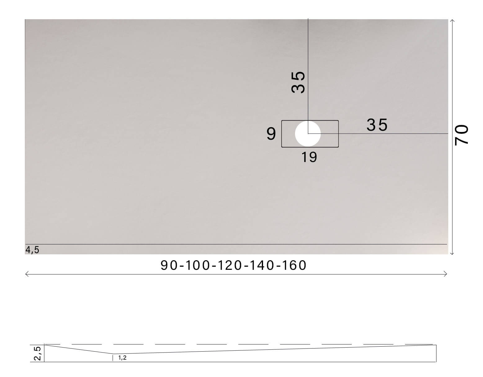 Piatto Doccia in Pietra 70x130 cm Bonussi Manila Grigio Chiaro