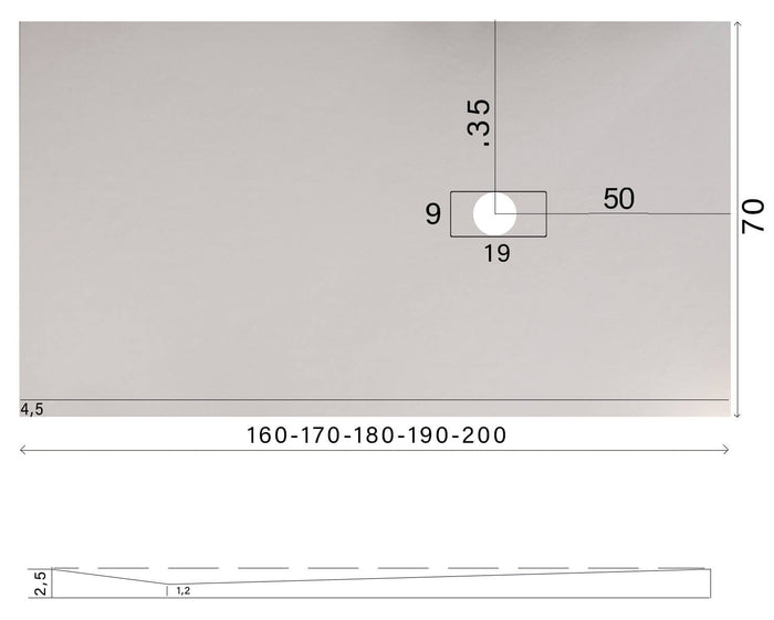 Piatto Doccia in Pietra 70x180 cm Bonussi Manila Grigio Chiaro