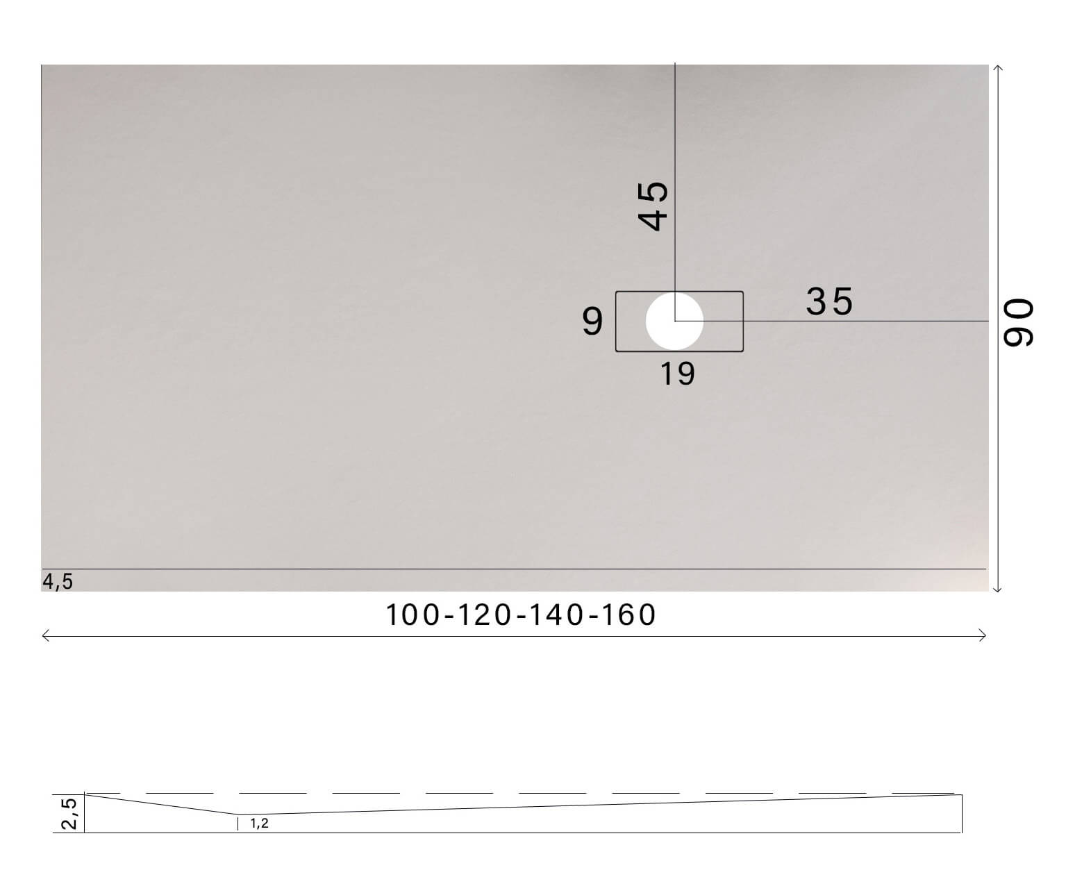 Piatto Doccia in Pietra 90x110 cm Bonussi Manila Grigio Chiaro