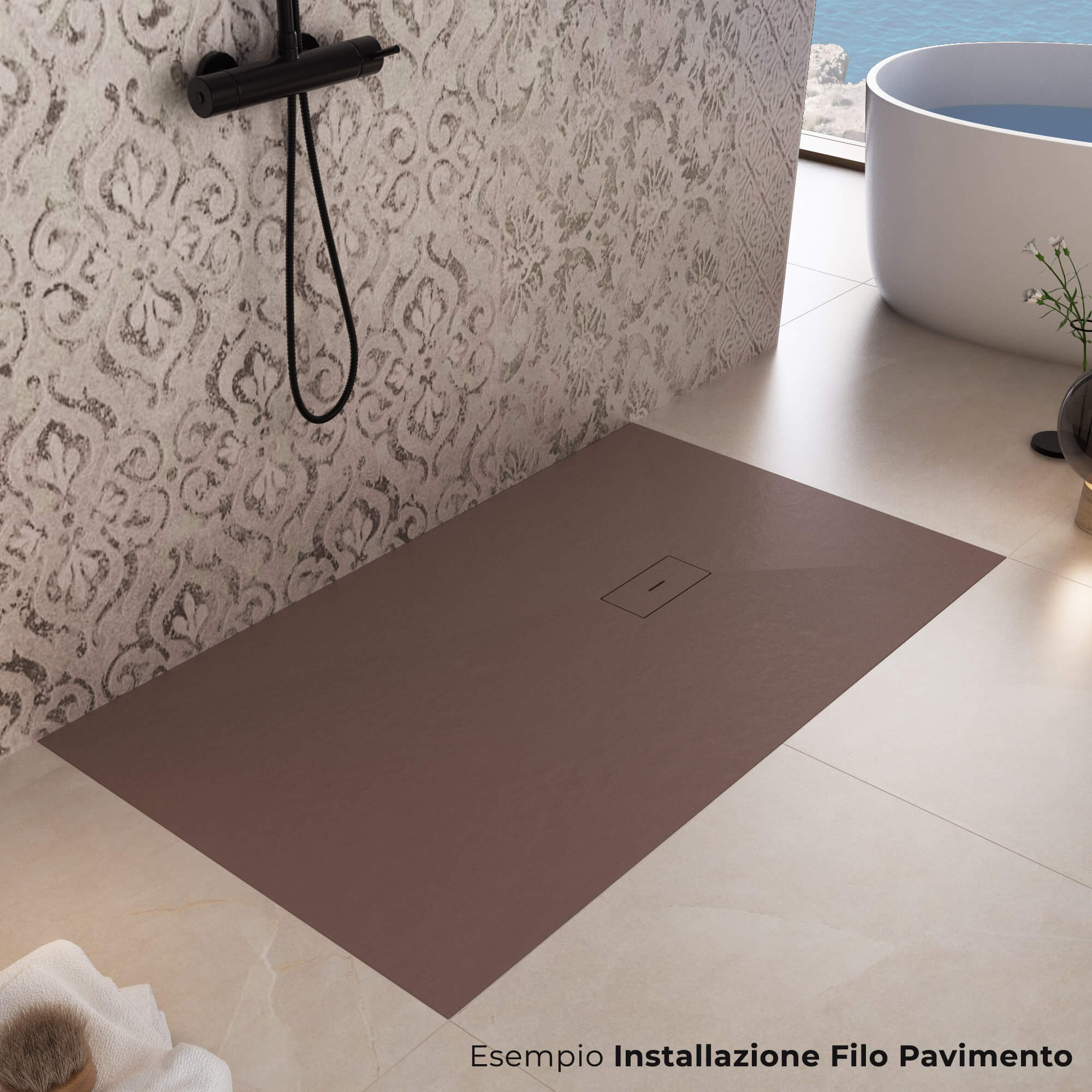 Piatto Doccia in Pietra 70x120 cm Bonussi Manila Marrone