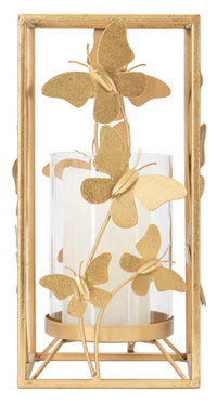 Portacandele Glam Butterfly 14x14x29 cm in Ferro Oro