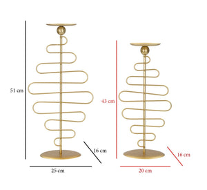 Set 2 Portacandele da Tavolo in Metallo Oro