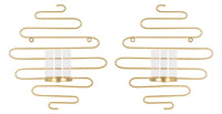 Set 2 Portacandele da Parete 33x10x34 cm in Metallo Oro