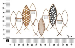 Portacandele da Parete 4 Posti 66x9x40,5 cm Pesci in Metallo