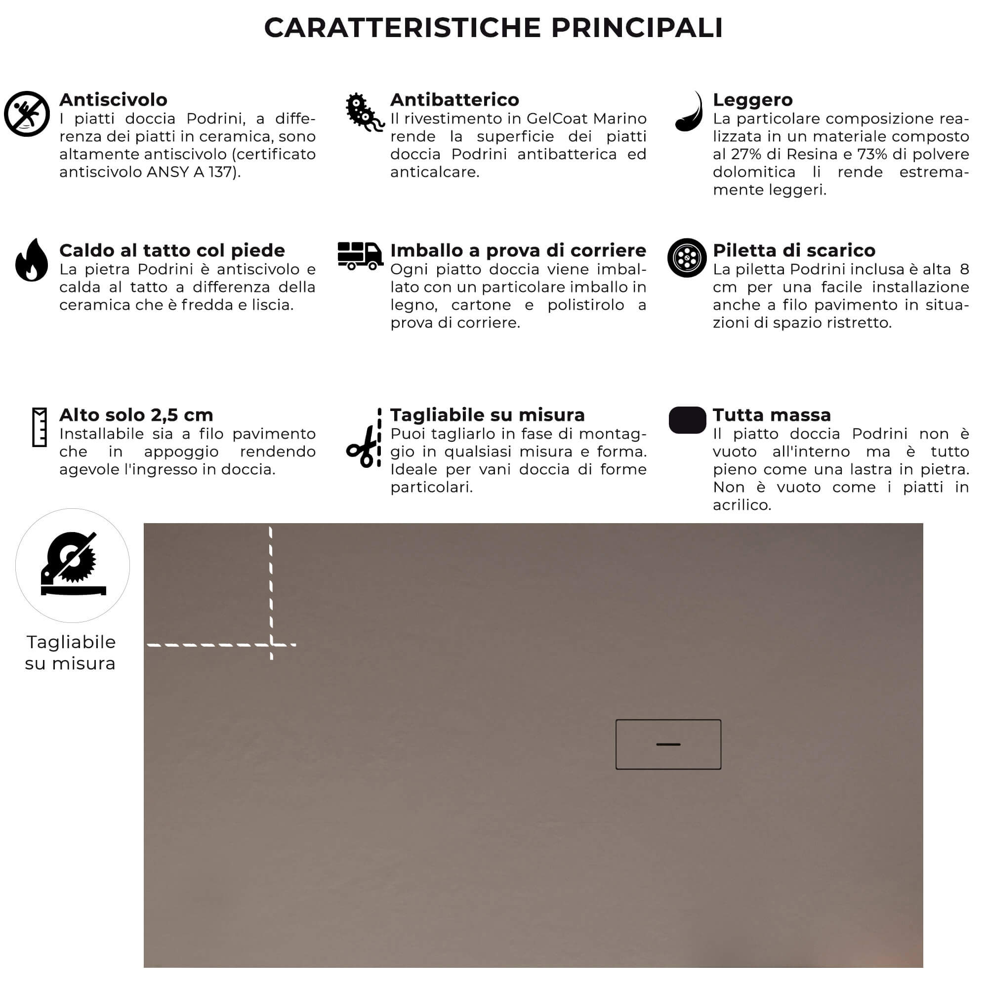 Piatto Doccia in Pietra 70x80 cm Bonussi Manila Sabbia