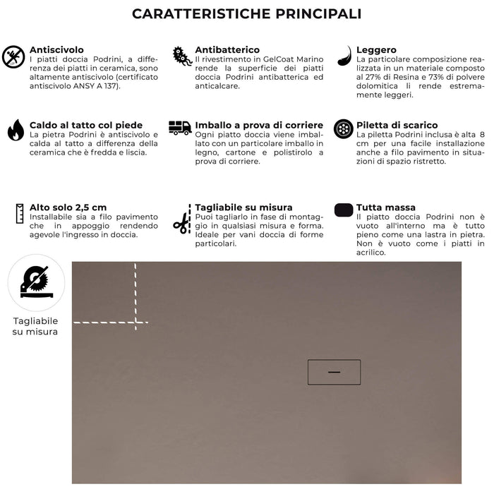 Piatto Doccia in Pietra 70x80 cm Bonussi Manila Sabbia