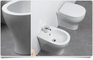 Kit Sanitari filomuro Collezione Pratica - Azzurra ceramica - Bidet filomuro Azzurra Pratica