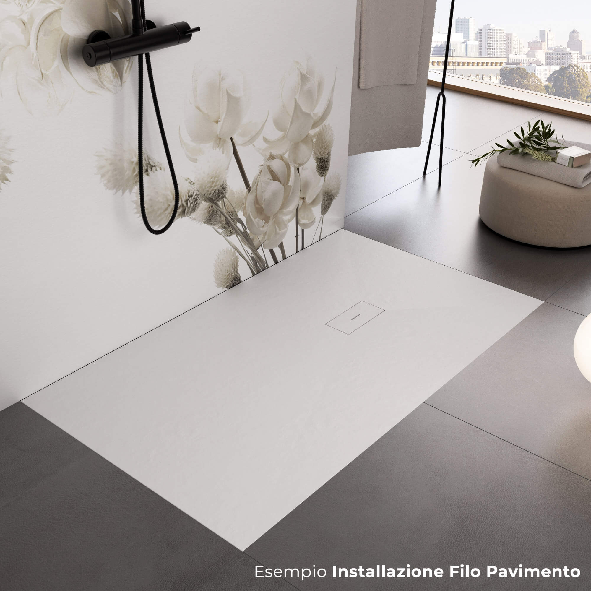 Piatto Doccia in Pietra 100x180 cm Bonussi Manila Bianco