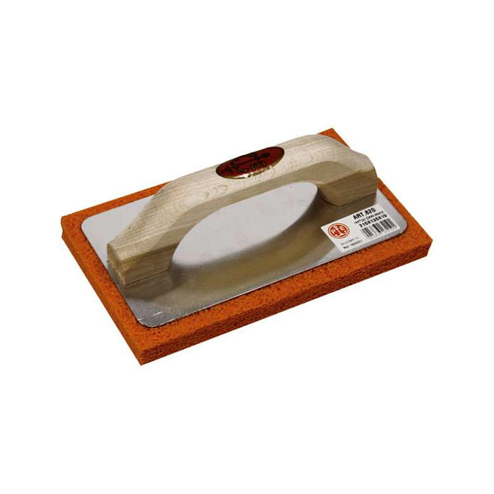 820/3-Frattone Per Intonaci Gomma Arancio 400X72Mm Spessore 20Mm Grana Fine E Manico In Legno-Pavan