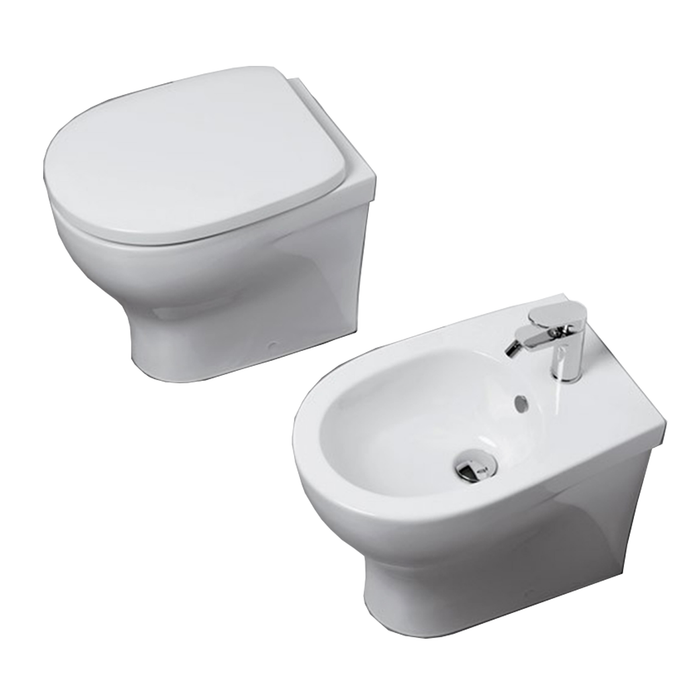 Sanitari Filo Parete Ceramica Azzurra Pratica con scarico traslato senza brida con sedile softclose