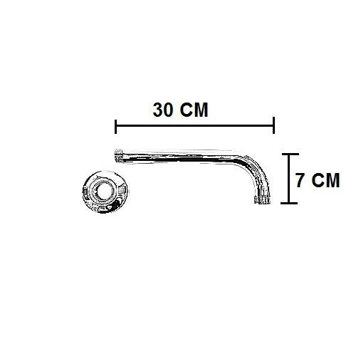 Braccio doccia in ottone cromato da 30 cm