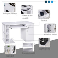 Scrivania da Ufficio Porta PC 120x60x74 cm con Mensole Ripiano Tastiera  Bianca