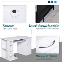 Scrivania da Ufficio Porta PC 120x60x74 cm con Mensole Ripiano Tastiera  Bianca