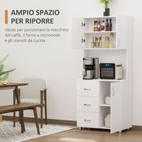 Credenza 2 Armadietti 1 Ripiano 3 Cassetti 80x39,5x193,5 cm in Legno  Bianca