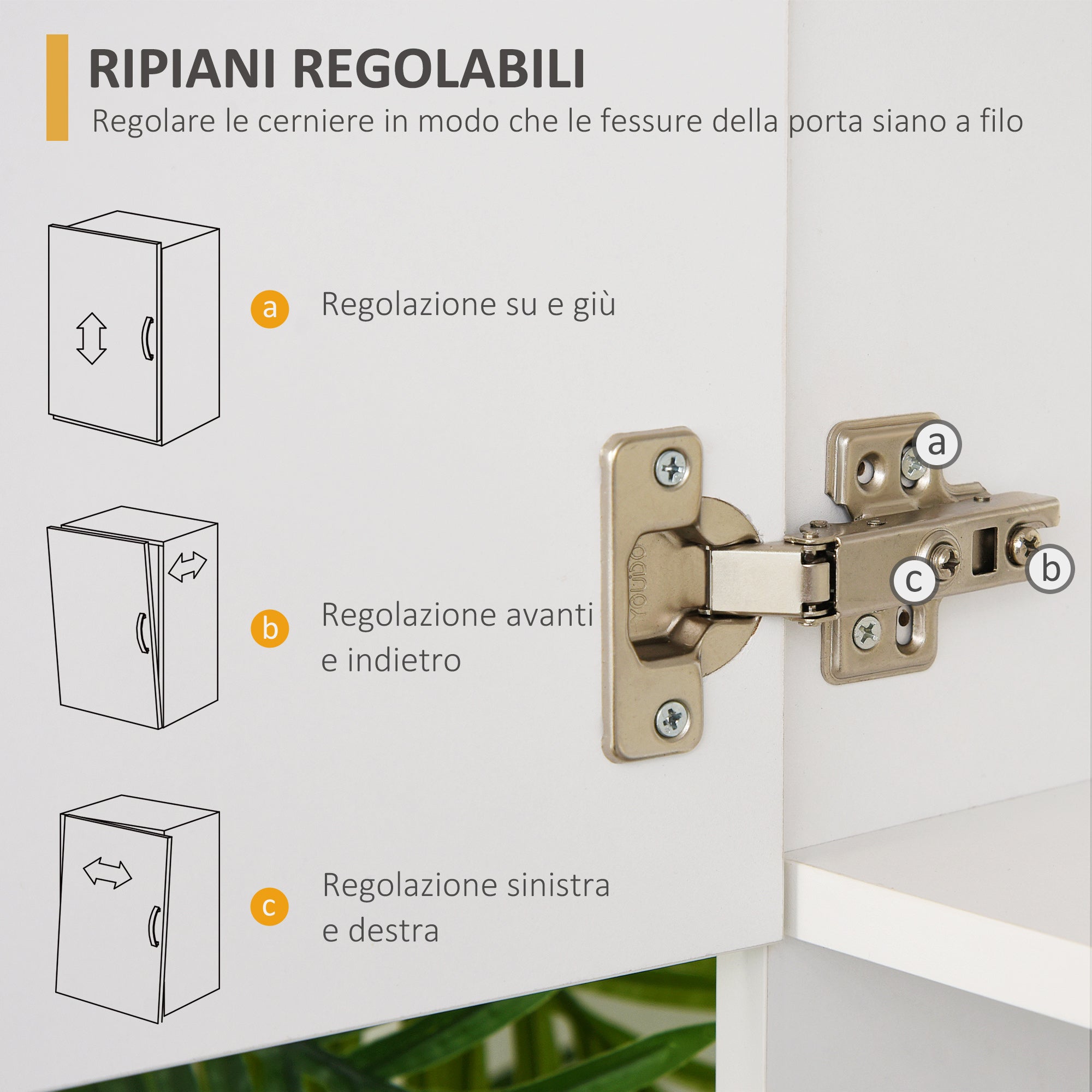 Credenza 2 Armadietti 1 Ripiano 3 Cassetti 80x39,5x193,5 cm in Legno  Bianca